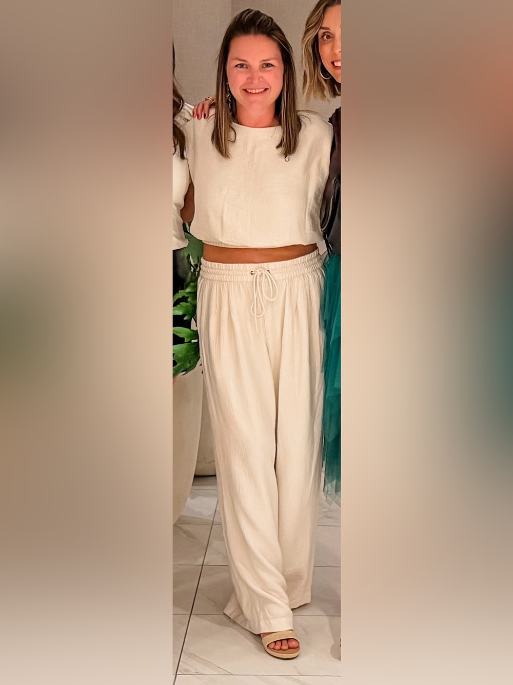 A New Day Off White 2 Piece Matching Top Pants Set Women's XL